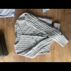 gray button cropped sweater